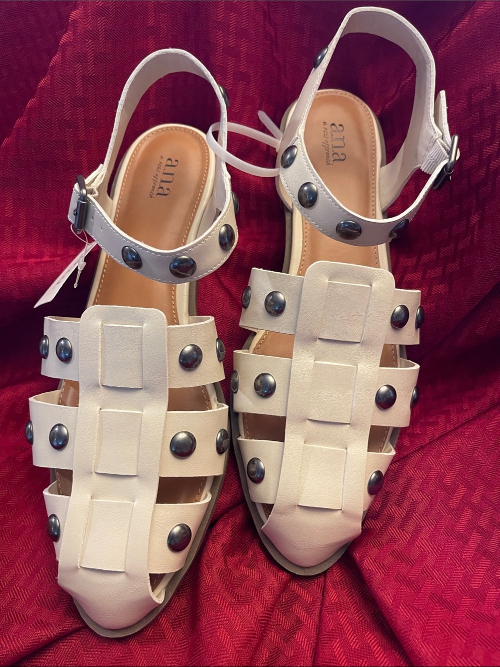 a.n.a Normey Cream Studded Women's Slingback Sandals